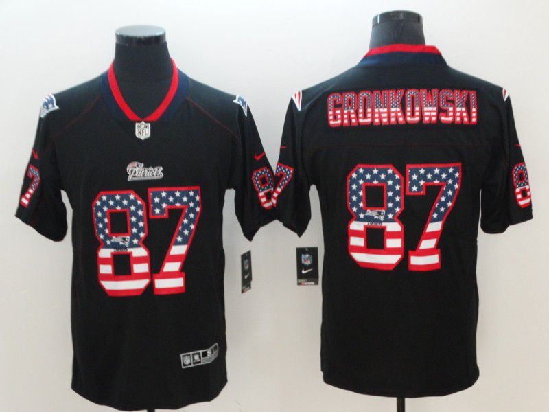 Men New England Patriots 87 Gronkowski Nike USA Flag Fashion Black Color Rush Limited NFL Jersey